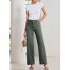 imageSidefeel Womens Straight Leg Jeans High Waisted Stretchy Tummy Control Wide Leg Denim Pants Fall OutfitsGeen