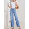 imageSidefeel Womens Straight Leg Jeans High Waisted Stretchy Tummy Control Wide Leg Denim Pants Fall OutfitsIceland Blue