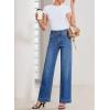 imageSidefeel Womens Straight Leg Jeans High Waisted Stretchy Tummy Control Wide Leg Denim Pants Fall OutfitsLight Blue