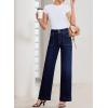imageSidefeel Womens Straight Leg Jeans High Waisted Stretchy Tummy Control Wide Leg Denim Pants Fall OutfitsNavy Blue
