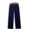 imageSidefeel Womens Straight Leg Jeans High Waisted Stretchy Tummy Control Wide Leg Denim Pants Fall OutfitsNavy Blue