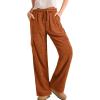 imageSidefeel Womens Corduroy Pants Casual High Waisted Elastic Drawstring Cargo Loose Fit Wide Leg Pants with PocketsOrange