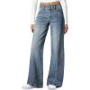 imageSidefeel Womens Wide Leg Jeans High Waisted Stretchy Straight Leg Jeans Trendy Seamed Front Loose Denim PantsVintage Blue