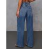 imageSidefeel Womens Wide Leg Jeans High Waisted Stretchy Front Seam Denim PantsBlue