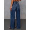 imageSidefeel Womens Wide Leg Jeans High Waisted Stretchy Front Seam Denim PantsDark Blue