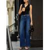 imageSidefeel Womens Wide Leg Jeans High Waisted Stretchy Front Seam Denim PantsDark Blue