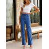 imageSidefeel Womens Jeans High Waisted Straight Leg Stretchy Jeans Trendy Welt Pockets Loose Wide Leg Zimbaplatinum Denim PantsZ Blue