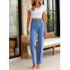 imageSidefeel Womens Jeans High Waisted Straight Leg Stretchy Jeans Trendy Welt Pockets Loose Wide Leg Zimbaplatinum Denim PantsZ Sky Blue