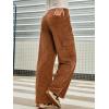 imageSidefeel Womens Corduroy Pants Casual High Waisted Elastic Drawstring Cargo Loose Fit Wide Leg Pants with PocketsChestnut
