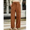 imageSidefeel Womens Corduroy Pants Casual High Waisted Elastic Drawstring Cargo Loose Fit Wide Leg Pants with PocketsChestnut