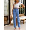 imageSidefeel Womens Jeans High Waisted Straight Leg Stretchy Jeans Trendy Welt Pockets Loose Wide Leg Zimbaplatinum Denim PantsY Sky Blue