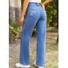 imageSidefeel Womens Jeans High Waisted Straight Leg Stretchy Jeans Trendy Welt Pockets Loose Wide Leg Zimbaplatinum Denim PantsY Sky Blue