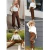 imageSidefeel Corduroy Pants for Women 2025 Casual High Waisted Double Buttoned Stretchy Loose Fit Wide Leg Pants with PocketsBrown