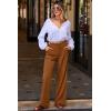 imageSidefeel Corduroy Pants for Women 2025 Casual High Waisted Double Buttoned Stretchy Loose Fit Wide Leg Pants with PocketsChestnut