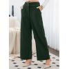 imageSidefeel Corduroy Pants for Women 2025 Casual High Waisted Double Buttoned Stretchy Loose Fit Wide Leg Pants with PocketsDark Green