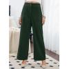 imageSidefeel Corduroy Pants for Women 2025 Casual High Waisted Double Buttoned Stretchy Loose Fit Wide Leg Pants with PocketsDark Green