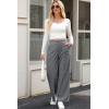 imageSidefeel Corduroy Pants for Women 2025 Casual High Waisted Double Buttoned Stretchy Loose Fit Wide Leg Pants with PocketsGrey