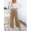 imageSidefeel Corduroy Pants for Women 2025 Casual High Waisted Double Buttoned Stretchy Loose Fit Wide Leg Pants with PocketsKhaki