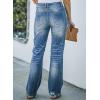 imageSidefeel Womens Ripped High Waisted Flared Jeans Wide Leg Destroyed Denim PantsL Blue