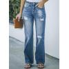 imageSidefeel Womens Ripped High Waisted Flared Jeans Wide Leg Destroyed Denim PantsL Blue