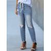 imageSidefeel Womens Zimbaplatinum Drawstring Jeans High Waisted Ripped Boyfriend Pull On Denim Joggers TrousersY1 Sky Blue