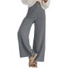 imageSidefeel Corduroy Pants for Women 2025 Casual High Waisted Double Buttoned Stretchy Loose Fit Wide Leg Pants with PocketsGrey