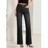 imageSidefeel Womens Wide Leg Jeans High Waisted Tummy Control Stretchy Pockets Front Straight Leg JeansBlack