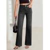 imageSidefeel Womens Wide Leg Jeans High Waisted Tummy Control Stretchy Pockets Front Straight Leg JeansBlack