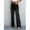 imageSidefeel Womens Wide Leg Jeans High Waisted Tummy Control Stretchy Pockets Front Straight Leg JeansBlack