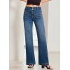 imageSidefeel Womens Wide Leg Jeans High Waisted Tummy Control Stretchy Pockets Front Straight Leg JeansBlue