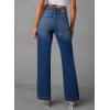 imageSidefeel Womens Wide Leg Jeans High Waisted Tummy Control Stretchy Pockets Front Straight Leg JeansBlue