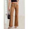 imageSidefeel Womens Wide Leg Jeans High Waisted Tummy Control Stretchy Pockets Front Straight Leg JeansBrown