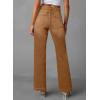 imageSidefeel Womens Wide Leg Jeans High Waisted Tummy Control Stretchy Pockets Front Straight Leg JeansBrown