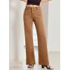 imageSidefeel Womens Wide Leg Jeans High Waisted Tummy Control Stretchy Pockets Front Straight Leg JeansBrown