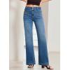 imageSidefeel Womens Wide Leg Jeans High Waisted Tummy Control Stretchy Pockets Front Straight Leg JeansDark Blue