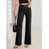 imageSidefeel Womens Wide Leg Jeans High Waisted Tummy Control Stretchy Pockets Front Straight Leg JeansDeep Black