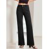 imageSidefeel Womens Wide Leg Jeans High Waisted Tummy Control Stretchy Pockets Front Straight Leg JeansDeep Black