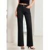 imageSidefeel Womens Wide Leg Jeans High Waisted Tummy Control Stretchy Pockets Front Straight Leg JeansDeep Black