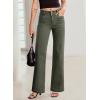 imageSidefeel Womens Wide Leg Jeans High Waisted Tummy Control Stretchy Pockets Front Straight Leg JeansGreen