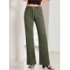 imageSidefeel Womens Wide Leg Jeans High Waisted Tummy Control Stretchy Pockets Front Straight Leg JeansGreen