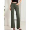 imageSidefeel Womens Wide Leg Jeans High Waisted Tummy Control Stretchy Pockets Front Straight Leg JeansGreen