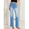 imageSidefeel Womens Wide Leg Jeans High Waisted Tummy Control Stretchy Pockets Front Straight Leg JeansIceland Blue