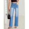 imageSidefeel Womens Wide Leg Jeans High Waisted Tummy Control Stretchy Pockets Front Straight Leg JeansIceland Blue