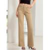 imageSidefeel Womens Wide Leg Jeans High Waisted Tummy Control Stretchy Pockets Front Straight Leg JeansKhaki