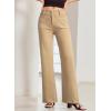 imageSidefeel Womens Wide Leg Jeans High Waisted Tummy Control Stretchy Pockets Front Straight Leg JeansKhaki