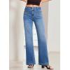 imageSidefeel Womens Wide Leg Jeans High Waisted Tummy Control Stretchy Pockets Front Straight Leg JeansLight Blue
