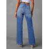 imageSidefeel Womens Wide Leg Jeans High Waisted Tummy Control Stretchy Pockets Front Straight Leg JeansLight Blue
