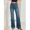 imageSidefeel Womens Wide Leg Jeans High Waisted Tummy Control Stretchy Pockets Front Straight Leg JeansReal Teal