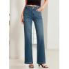 imageSidefeel Womens Wide Leg Jeans High Waisted Tummy Control Stretchy Pockets Front Straight Leg JeansReal Teal