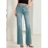 imageSidefeel Womens Wide Leg Jeans High Waisted Tummy Control Stretchy Pockets Front Straight Leg JeansSky Blue